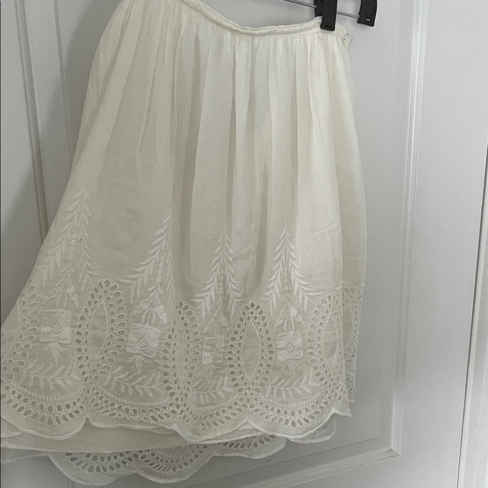 Joie Cream A-Line Skirt with Embroidery